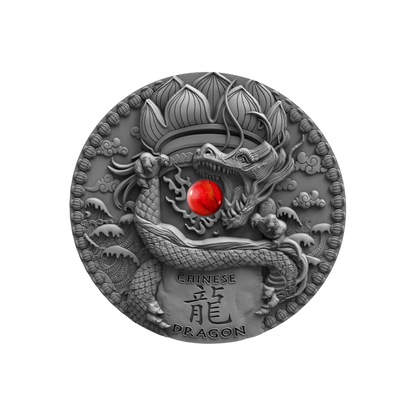 CHINESE DRAGON Coral Dragons 2 Oz Silver Coin $2 Niue 2018
