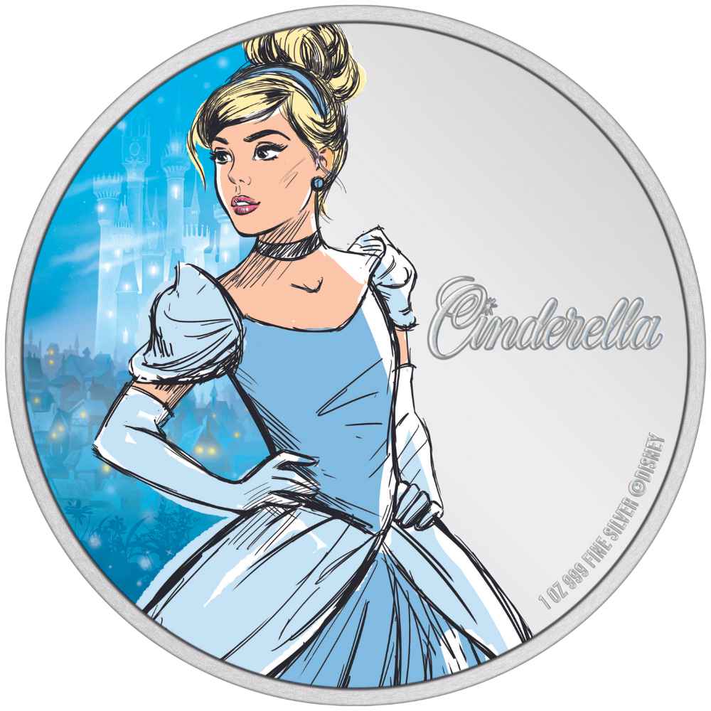 CINDERELLA Disney Princess 1 Oz Silver Coin $2 Niue 2024 - Agoro By New ...