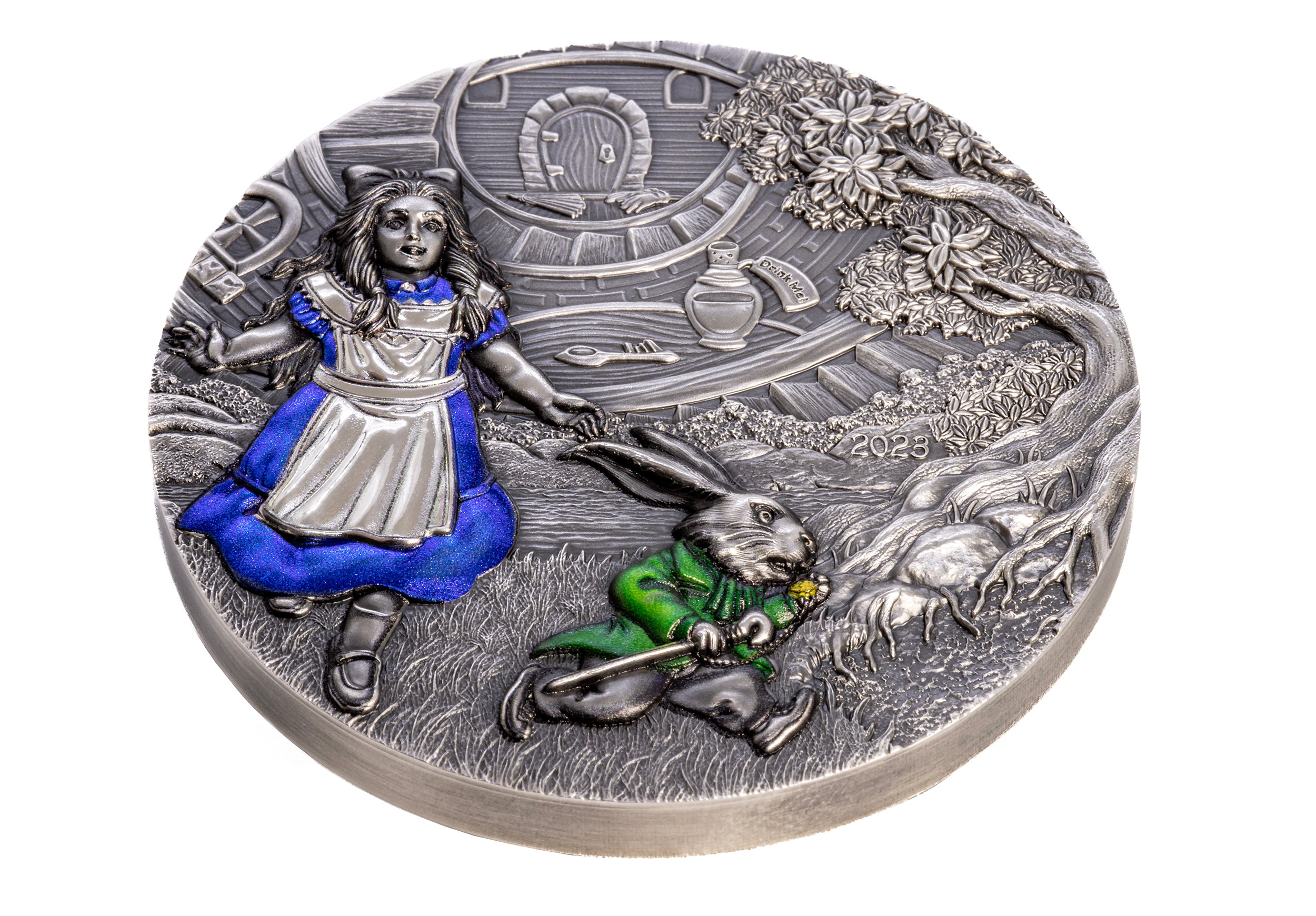 ALICE IN WONDERLAND Fairy Tales Fables 3 Oz Silver Coin $20 Cook Islands 2023