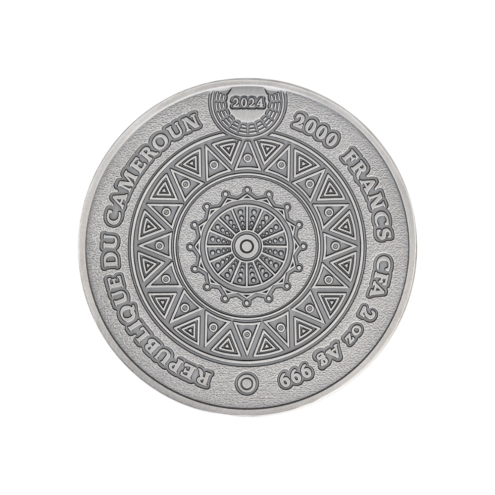 COMANCHE Tribal Spirit Colored 2 Oz Silver Coin 2000 Francs Cameroon 2024