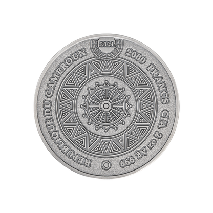 COMANCHE Tribal Spirit Colored 2 Oz Silver Coin 2000 Francs Cameroon 2024