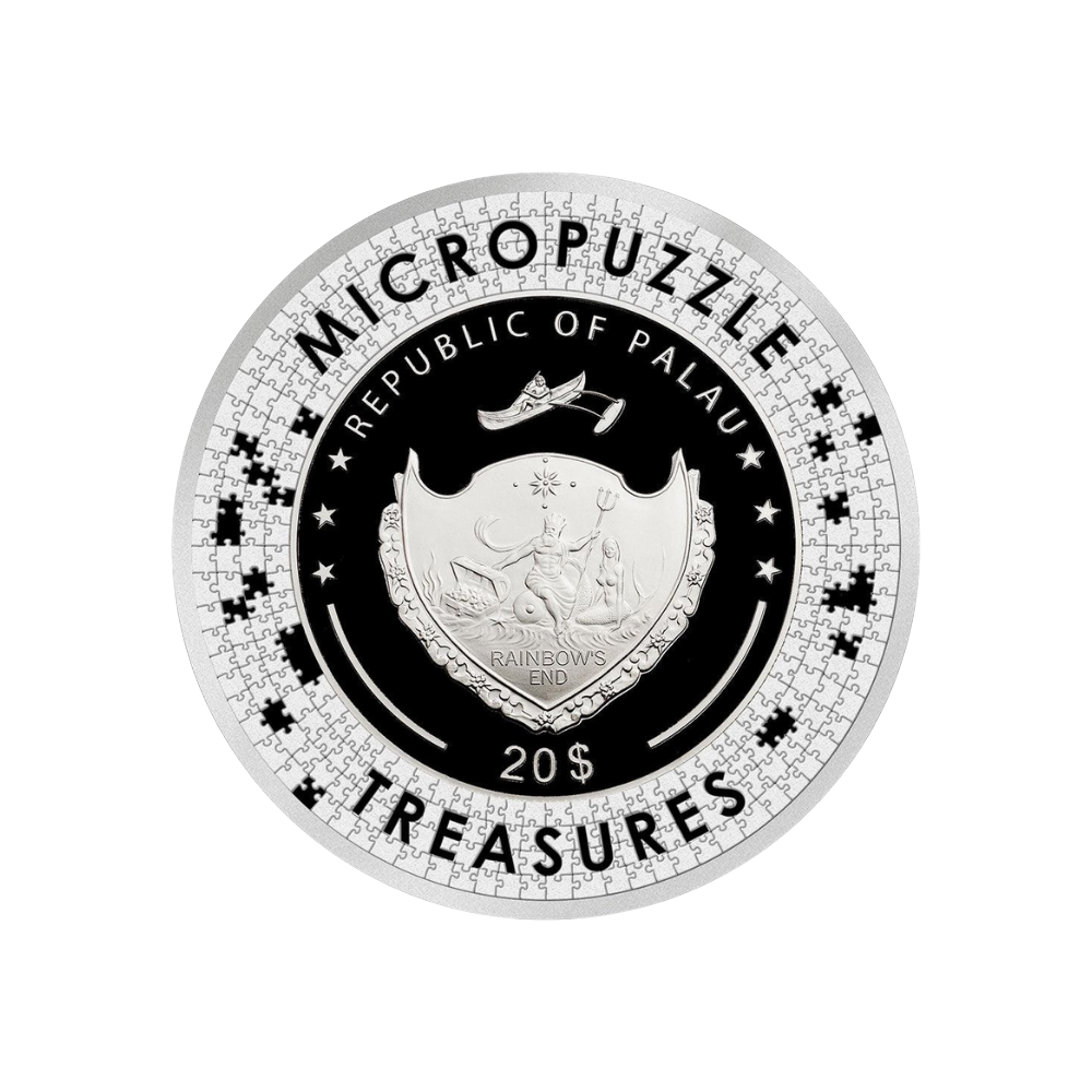 COUPLE UNDER ONE UMBRELLA Micropuzzle Treasures 3 Oz Silver Coin