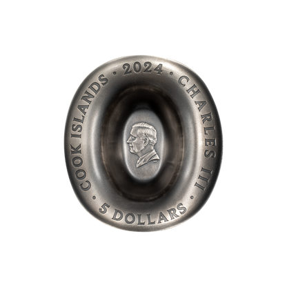 COWBOY HAT Special Shapes 1 oz Silver Coin $5 Cook Islands 2024