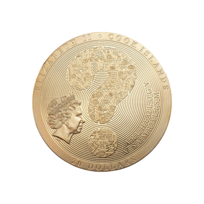 COYOLXAUHQUI STONE Gilded Archeology Symbolism 3 Oz Silver Coin $20 Cook Island 2021