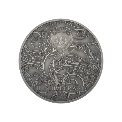 CTHULHU Howard Phillips Lovecraft 3 Oz Silver Coin $20 Palau 2022