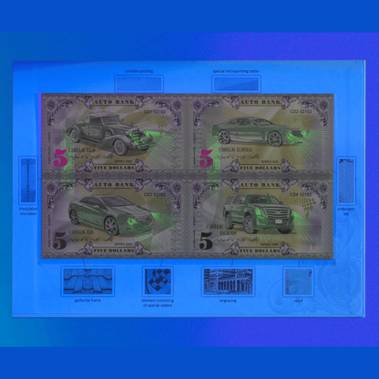 Cadillac Auto Fantasy Note – Limited Uncut Sheet of 4 Collectible Banknotes