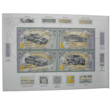Cadillac Auto Fantasy Note – Limited Uncut Sheet of 4 Collectible Banknotes