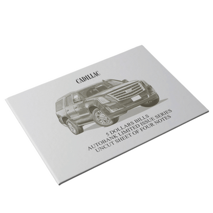Cadillac Auto Fantasy Note Limited Series Uncut Sheet of Four Notes