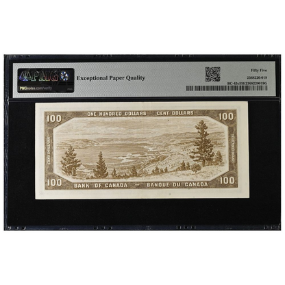 Canada $100 1954 Modified Series BC-43c Lawson-Bouey Prefix C/J PMG AU-55 EPQ
