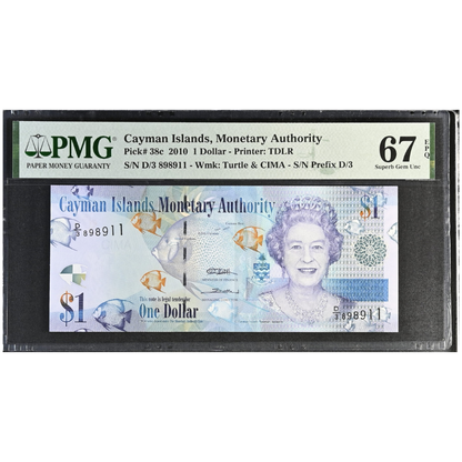 Cayman Islands 1 Dollar 2010 Pick 38c Superb Gem UNC 67 EPQ