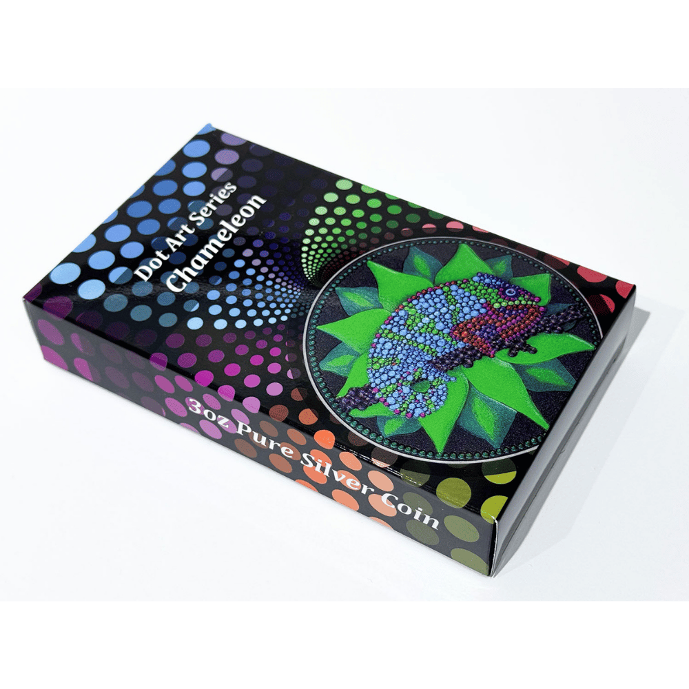 Chameleon Dot Art 3 Oz Silver Coin 2025