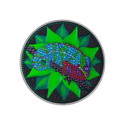 Chameleon Dot Art 3 Oz Silver Coin 2025