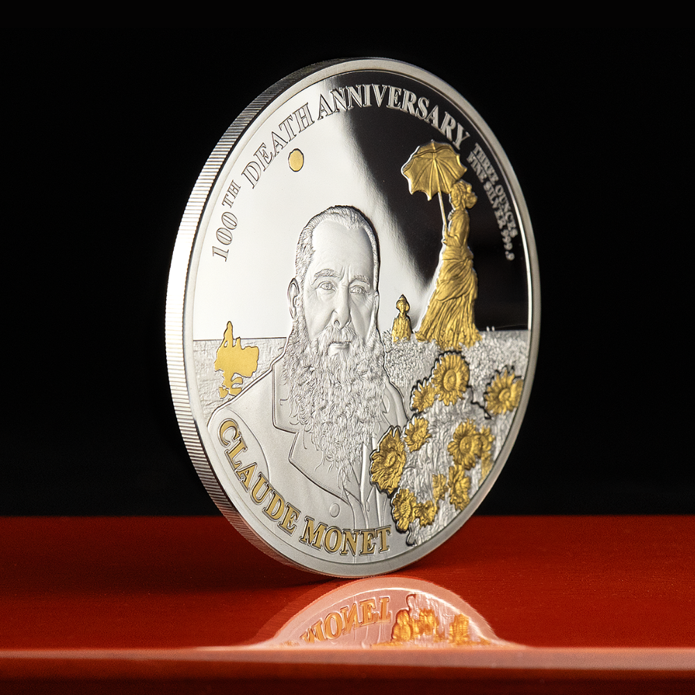Claude Monet 100th anniversary 3 Oz Silver Coin MDM