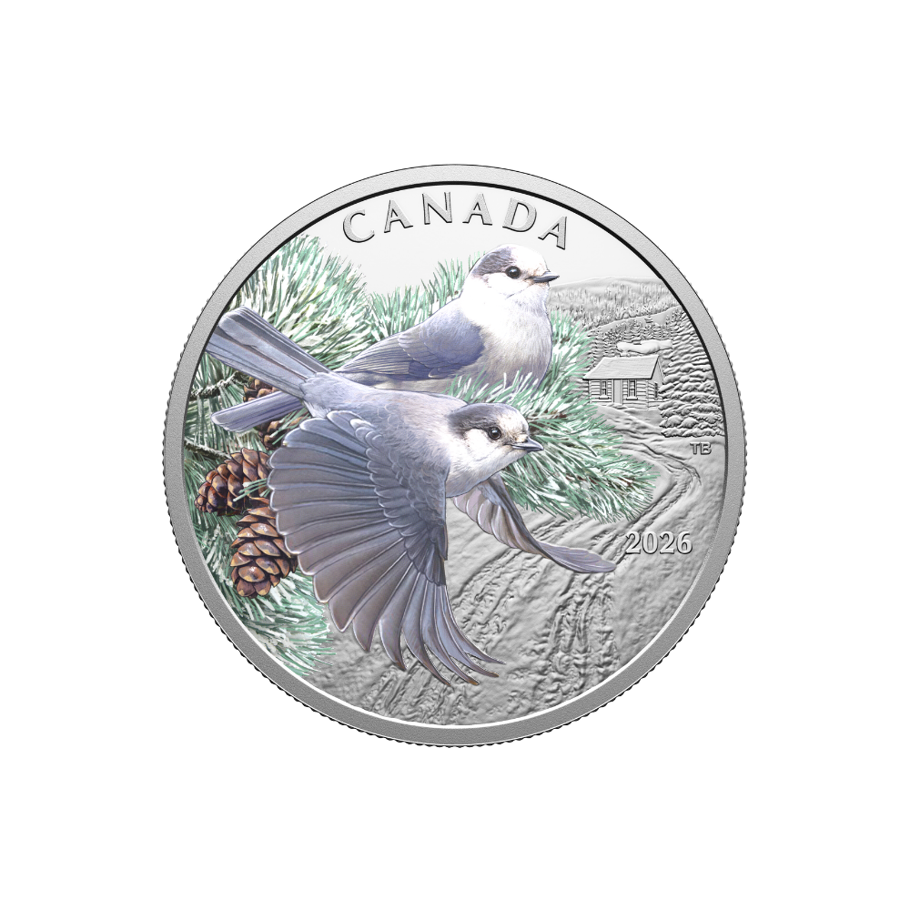 Colourful Birds: Canada Jays 1 Oz Fine Silver Coin Canada 2026 Royal Canadian Mint