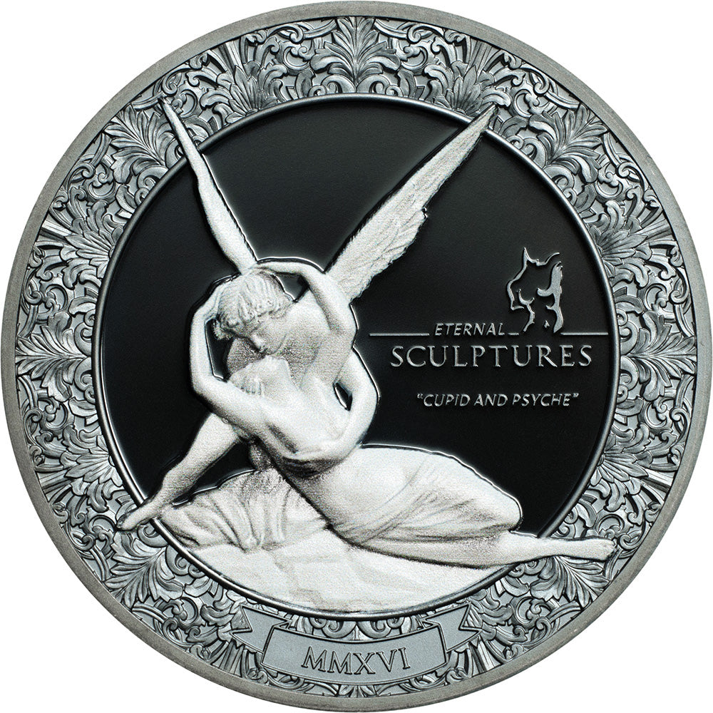 CUPID AND PSYCHE Eternal Sculptures Canova 2 Oz Silver Coin $10 Palau 2016