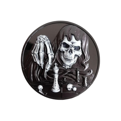DARK CHECKMATE You Can't Cheat Death 3 Oz Silver Coin $20 Palau 2021