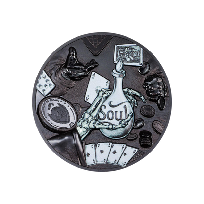 DARK ROYAL FLUSH You Can't Cheat Death 3 Oz Silver Coin $20 Palau 2022
