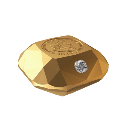 DE BEERS Ideal Cushion Diamond Pure Gold Coin $500 Canada 2024