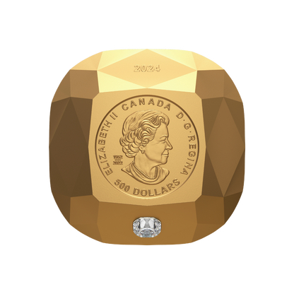 DE BEERS Ideal Cushion Diamond Pure Gold Coin $500 Canada 2024