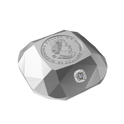 DE BEERS Ideal Cushion Diamond pure silver coin $50 Canada 2024