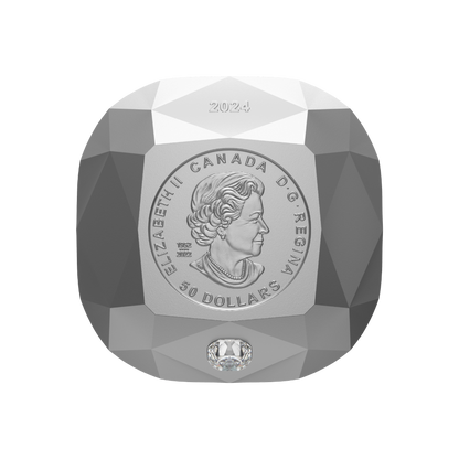 DE BEERS Ideal Cushion Diamond pure silver coin $50 Canada 2024