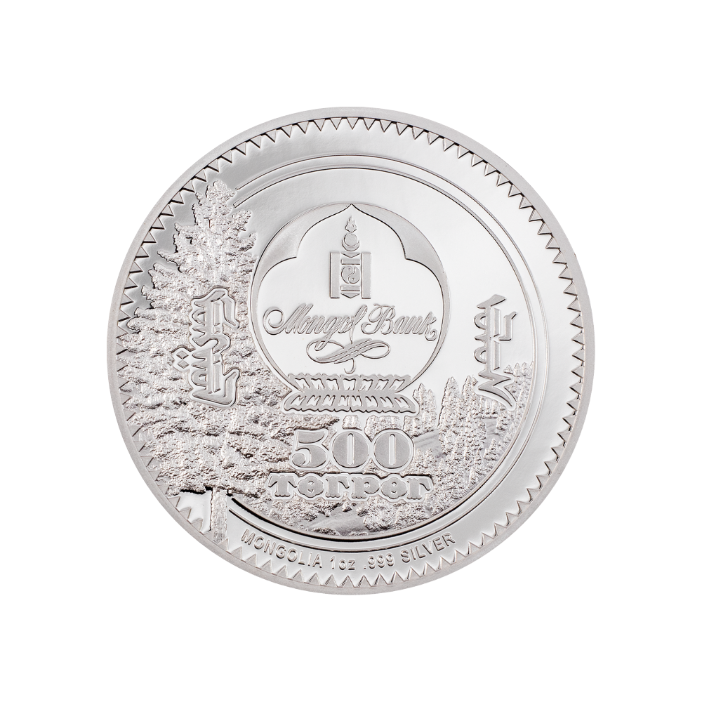 DEER Woodland Spirit 1 Oz Silver Coin 500 Togrog Mongolia 2022