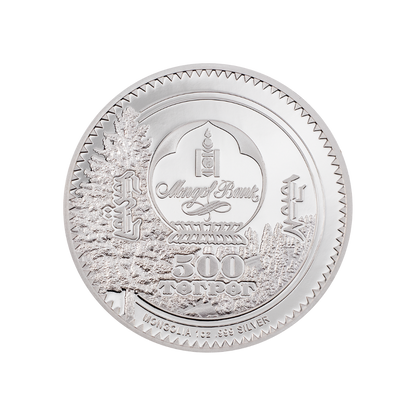 DEER Woodland Spirit 1 Oz Silver Coin 500 Togrog Mongolia 2022