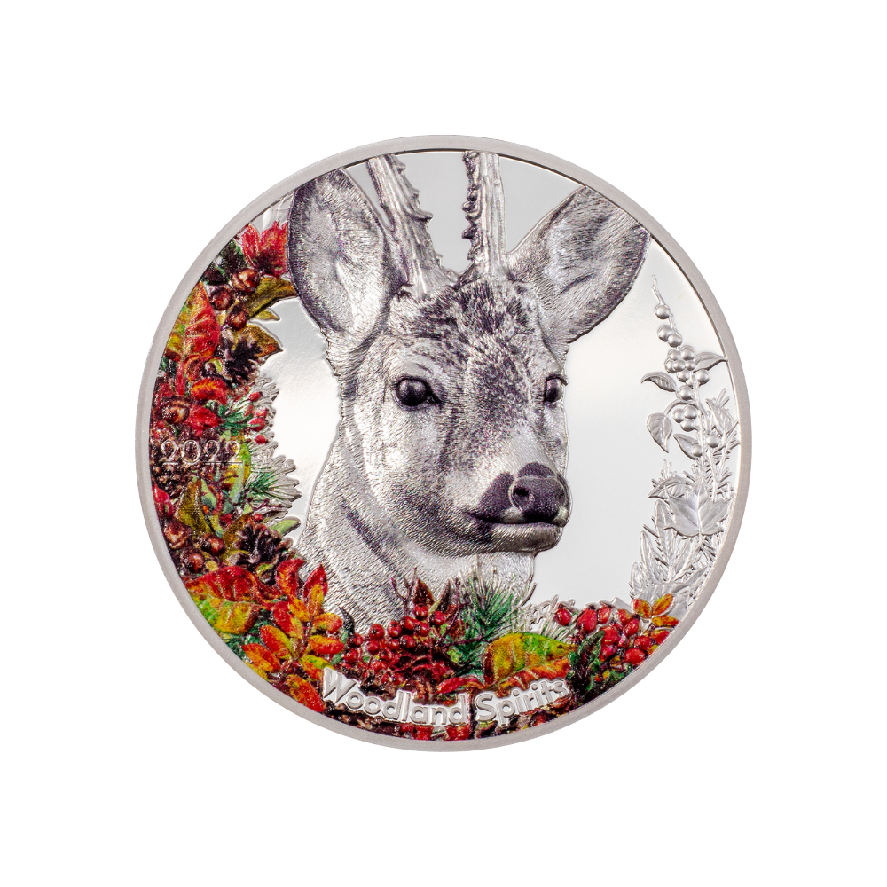 DEER Woodland Spirit 1 Oz Silver Coin 500 Togrog Mongolia 2022