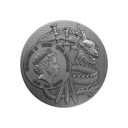 DIAN WEI Warriors of Ancient China Gold Plating 3 Oz Silver Coin $5 Niue 2021
