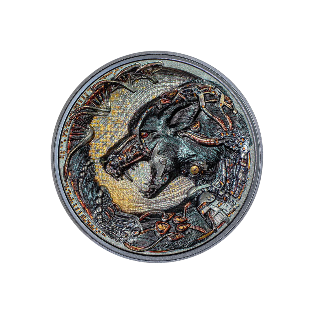DOG Cyborg Revolution 3 Oz Silver Coin $20 Palau 2023