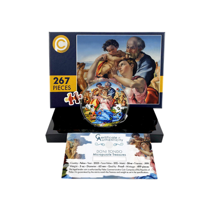 DONI TONDO Michelangelo Micropuzzle Treasures 3 Oz Silver Coin $20 Palau 2023