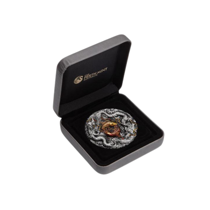 DOUBLE DRAGON AND YIN YANG KOI 2 Oz Silver Coin $2 Tuvalu 2021