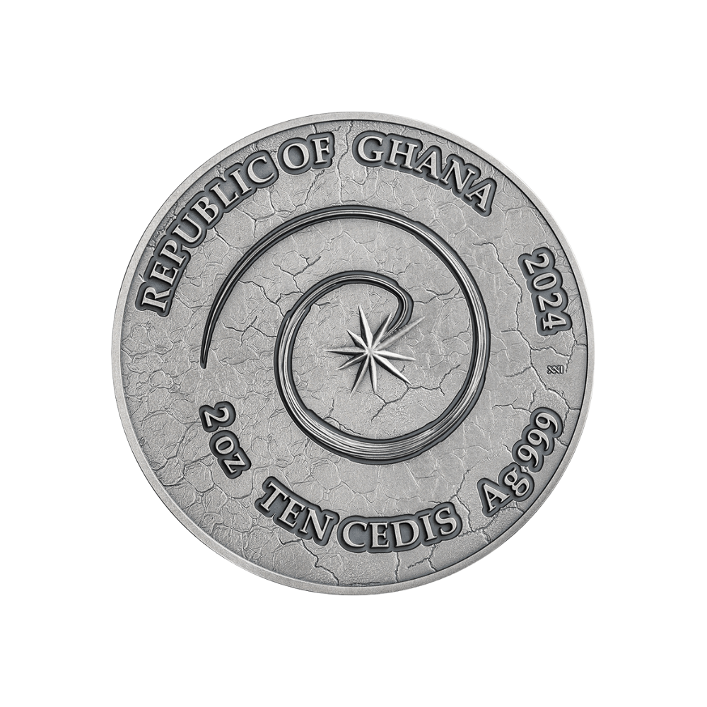 DRAGON Chronicles of Fire 2 Oz Silver Coin 10 Cedis Ghana 2024