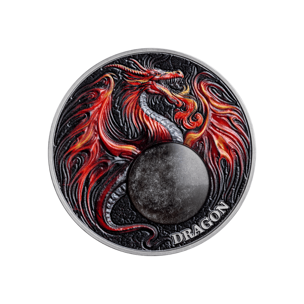 DRAGON Chronicles of Fire 2 Oz Silver Coin 10 Cedis Ghana 2024