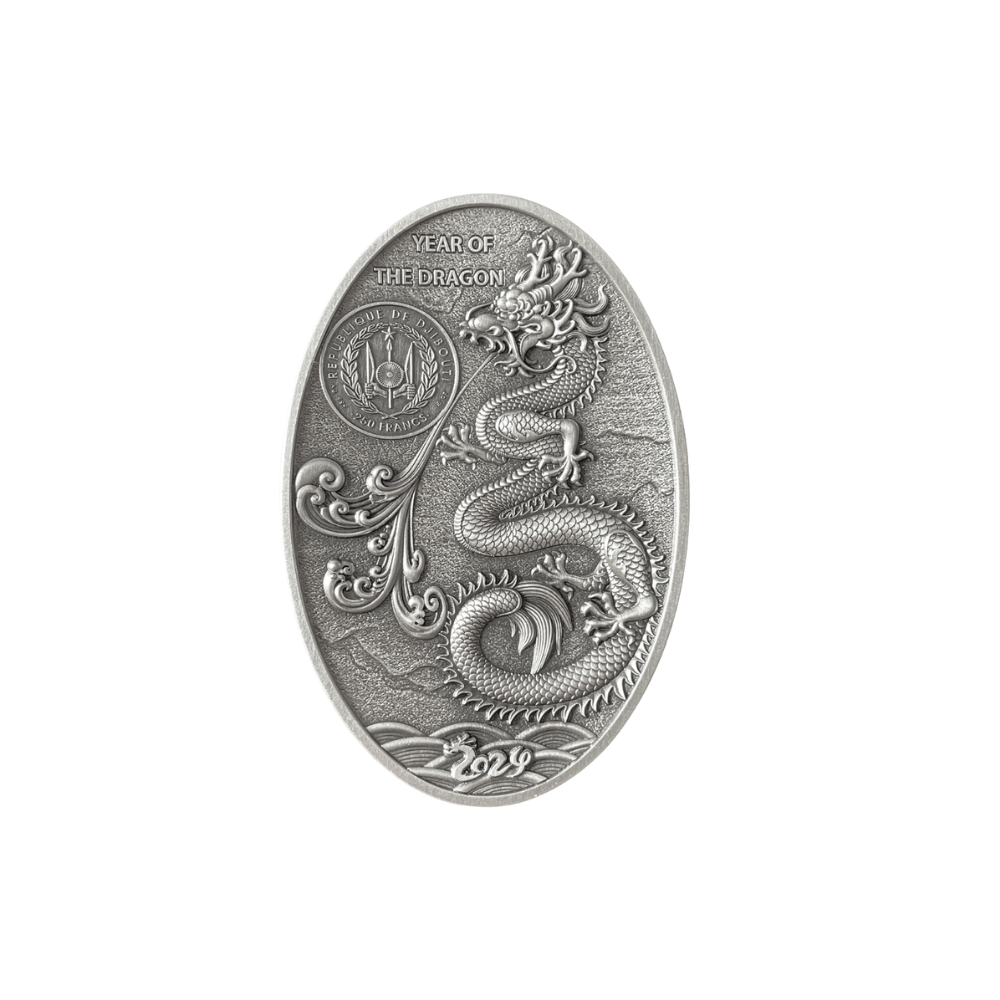 DRAGON EGG 3D Shaped 5 Oz Silver Coin 250 Francs Djibouti 2024