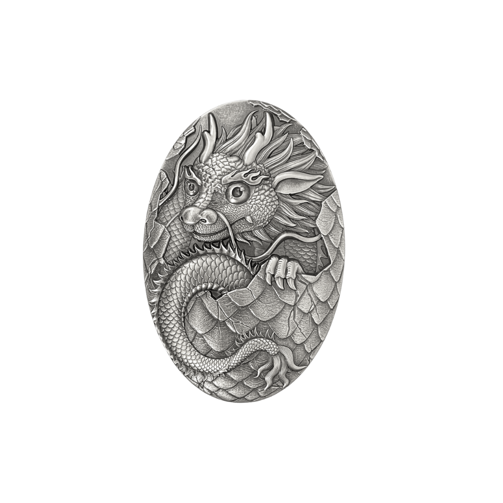 DRAGON EGG 3D Shaped 5 Oz Silver Coin 250 Francs Djibouti 2024