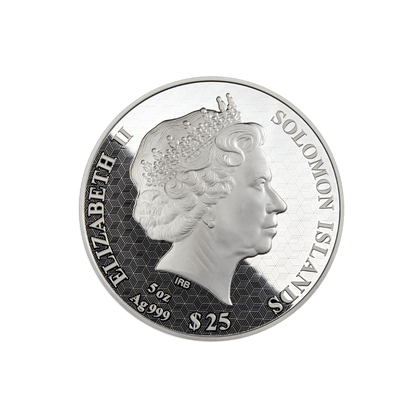 DRAGON Mother of Pearl Lunar Year 5 Oz Silver Coin $25 Solomon Islands 2024