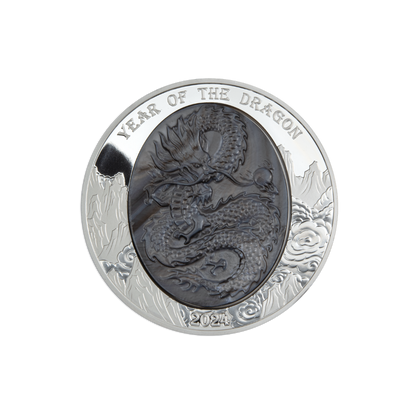 DRAGON Mother of Pearl Lunar Year 5 Oz Silver Coin $25 Solomon Islands 2024
