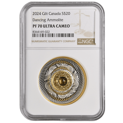 Dancing Ammolite Elements of Nature Air Pure Silver Coin - PF 70 ULTRA CAMEO - PARTHAVA COIN