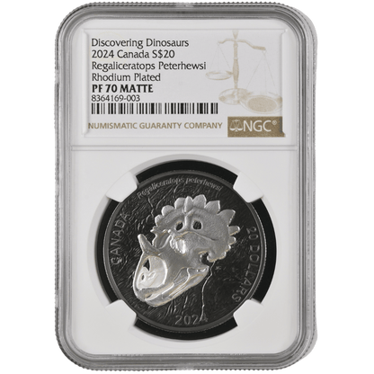 Discovering Dinosaurs: Royal Horned Face Pure Silver Coin - PF 70 MATTE - PARTHAVA COIN