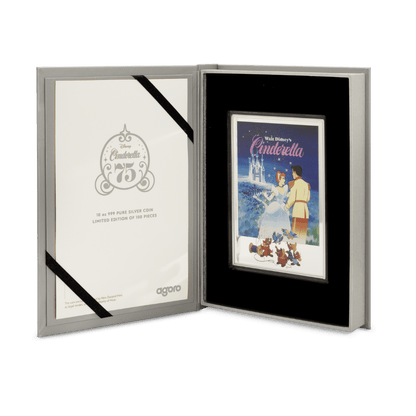 Disney Princess Cinderella 75th Anniversary 10 Oz Poster Coin - packaging1 Agoro By New Zealand Mint