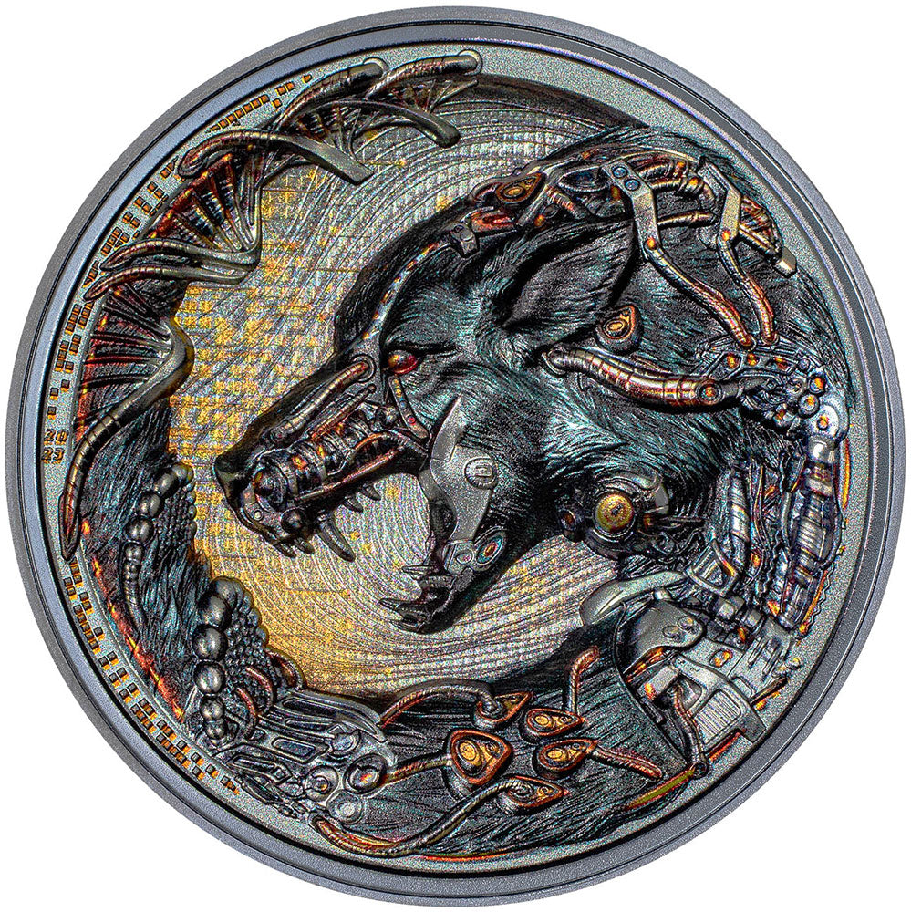 DOG Cyborg Revolution 3 Oz Silver Coin $20 Palau 2023