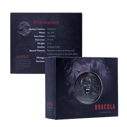 Dracula Awakens in the Dark 2 Oz silver Coin MDM