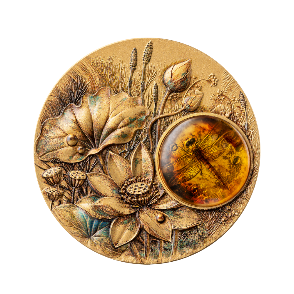 Dragonfly Amber Mirage 2 Oz Silver Coin MINT XXI