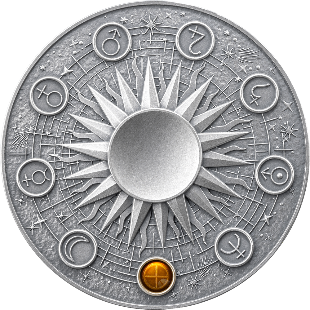 EARTH Solar System 2 Oz Silver Coin 10 Cedis Ghana 2024