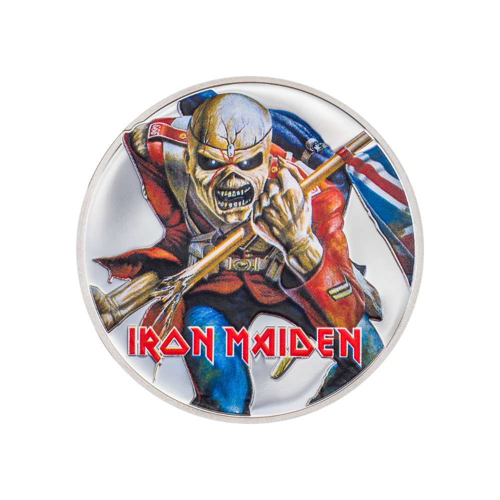EDDIE THE TROOPER Iron Maiden 1 Oz Silver Coin $5 Cook Islands 2023