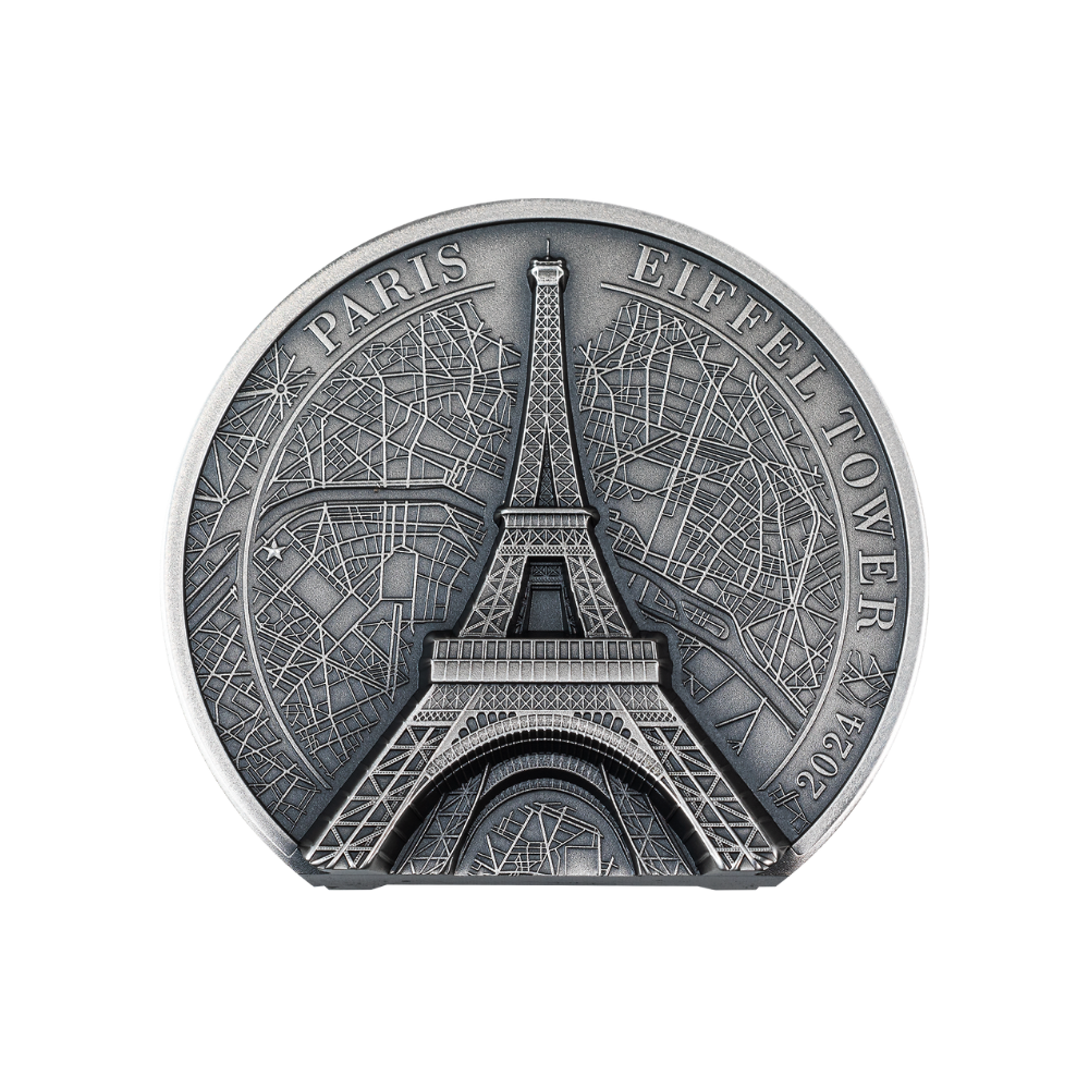 EIFFEL TOWER Historical Monuments 2 Oz Silver Coin $10 Cook Islands 2024