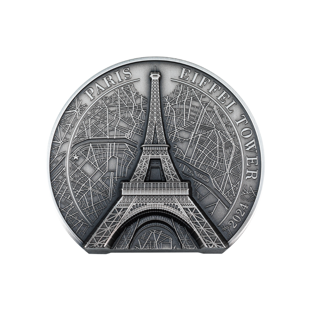 EIFFEL TOWER Historical Monuments 5 Oz Silver Coin $25 Cook Islands 2024