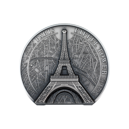 EIFFEL TOWER Historical Monuments 5 Oz Silver Coin $25 Cook Islands 2024