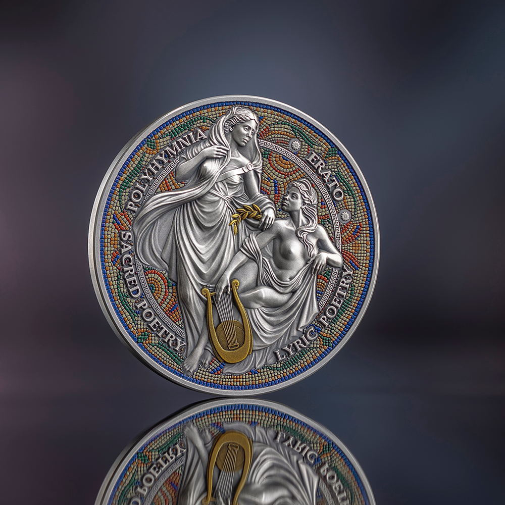 Erato & PolyhymniaThe Nine Muses 2 Oz Silver Coin 2026 MINT XXI